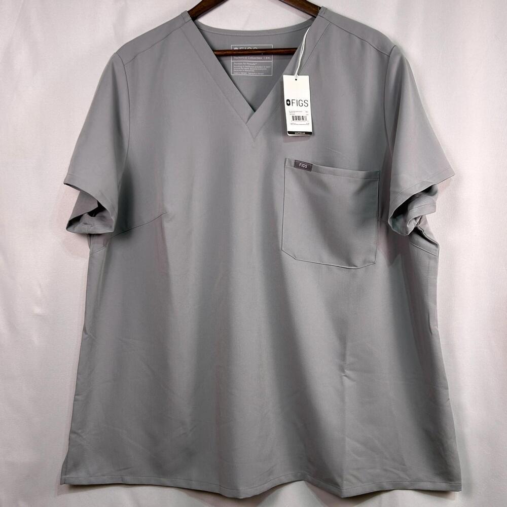 FIGS Catarina One Pocket Scrub Top Women’s 3XL Cement Gray Technical Collection
